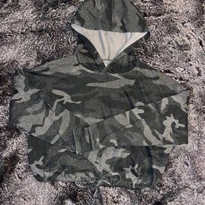 AEROPOSTALE Camouflage Camo Cropped Cotton Loose Fitted Hoodie Size Small